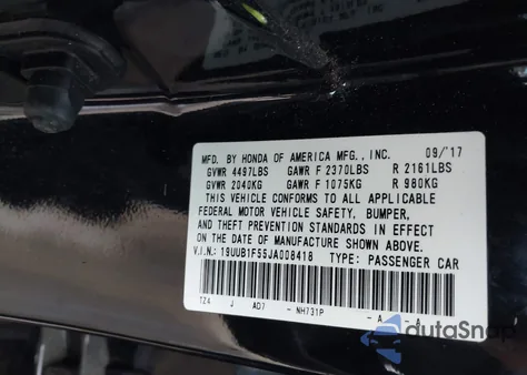 2018 Acura Tlx Tech Pkg from USA, damaged, VIN 19UUB1F55JA008418